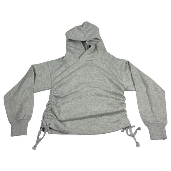 Aerie Hoodie Sweatshirt Oversized Cinch Side Ruched Pullover Grey Cropped XS NEW - Picture 5 of 12